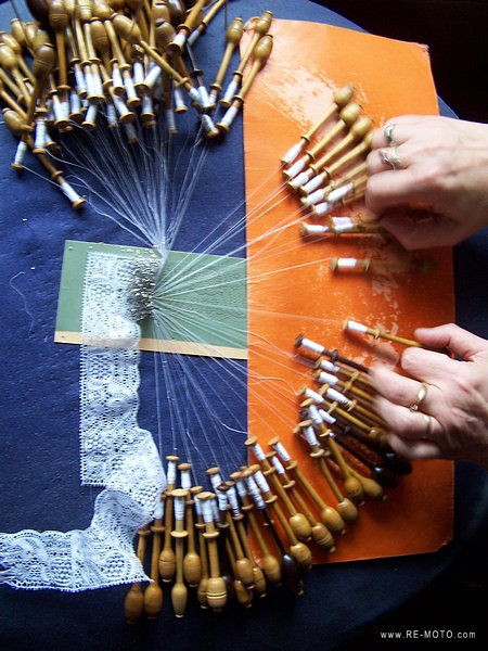 Hundreds of hours and thousands of knots are required to fabricate a piece of lace.