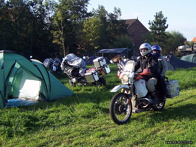 All types of crazy travellers on two wheels arrive to camp in the small village of Belgium.