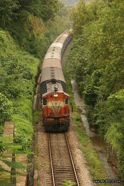 One of the famous trains of India, crossing Goa, the only state which was colonized by the Portuguese. 